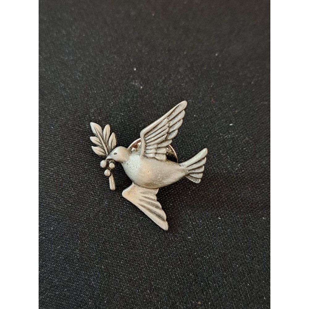Vintage JJ Designs Silver Dove Peace Tack Pin Brooch Baptism Gift